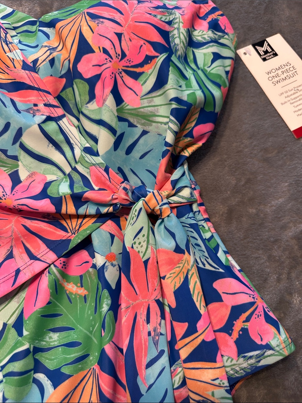 NWTS Members MarkTropical Floral Wrap 1-Piece Swimsuit Sz XL - Picture 3 of 12